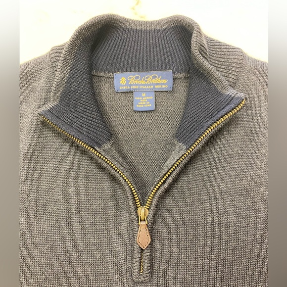 Men’s Brooks Brothers half zip sweater, 100% extra fine Italian Merino wool! - Picture 2 of 4